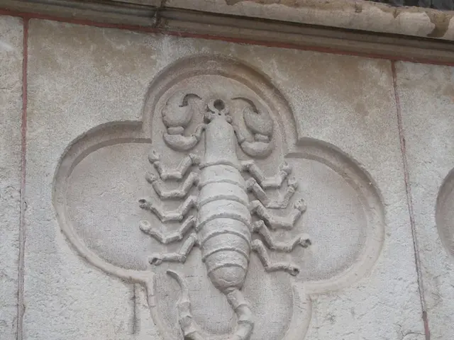 In this image there is a sculpture on the wall.