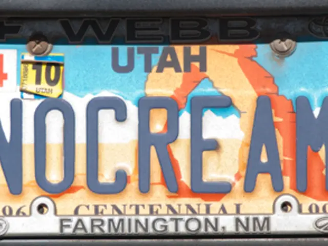 In this image we can see a plate with text, numbers and image.