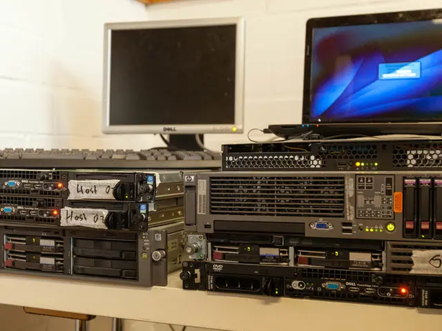 In this image, there is a table contains monitors on some electrical equipment.