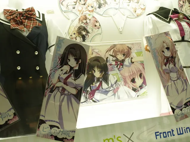 In this image we can see the mannequins with dresses and some pictures of the cartoon pasted on the...